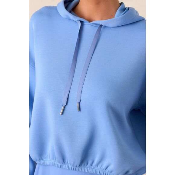Spanx AirEssentials  Cropped Hoodie Size M Cornflower Blue $128 - Picture 2 of 10